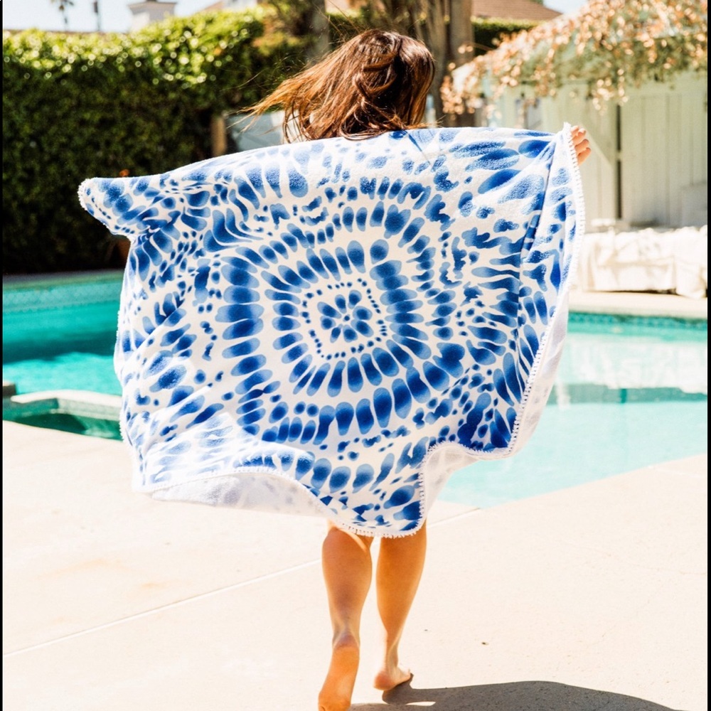 Enchante Home Indigo Round Turkish Beach Towel 60 inches